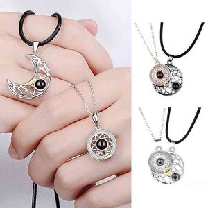 1 paire de collier assorti magnétique soleil lune collier créatif pour elle et lui pour cadeau G1206