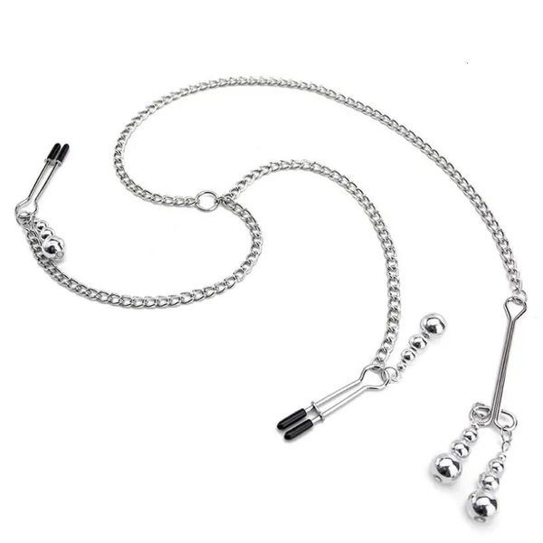 1 par de abrazaderas de pezón de campana de metal con clips de cadena Coqueteo Burlas Sexo Coqueteo Bondage Kit Esclavo Bdsm Accesorios exóticos S0156 240105