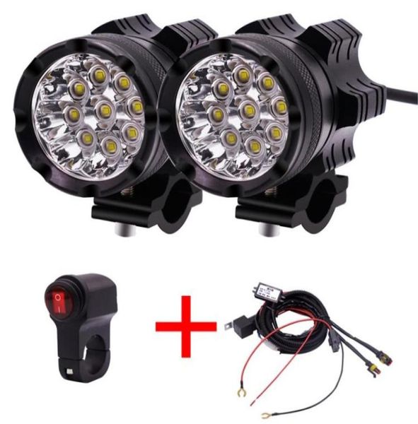 1 par de faros LED de motocicleta 12V 90W 11000LM LED Motorbike Beam Cosco Moto Cabezal Lámpara auxiliar DRL92620217729381