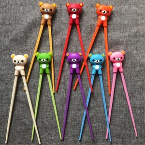 1 Pair Multi Color Cute Bear Panda Cat Learning Training Chopsticks For Kids Children Chinese Chopstick Learner Gifts 220727
