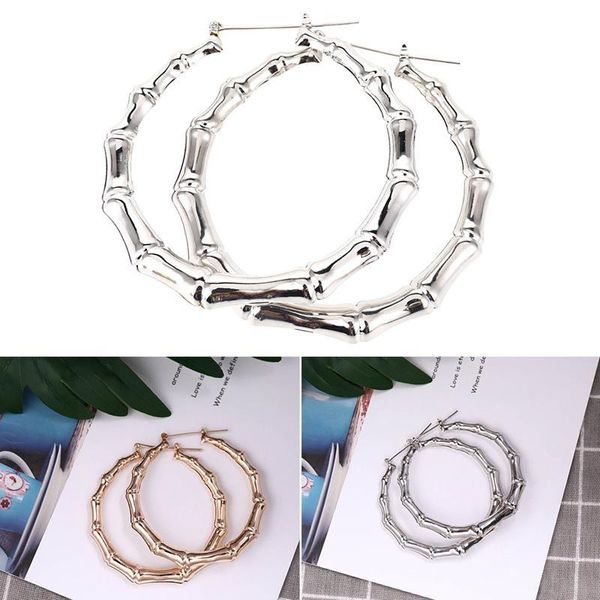 1/paire nouveauté boucles d'oreilles en bambou à la mode femmes femme couleur or argent couleur bijoux classiques cadeaux