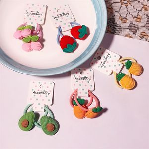 1 paire nouvelle corée enfants mignon dessin animé résine fruits élastique cheveux corde mode douce fille princesse queue de cheval cheveux accessoires