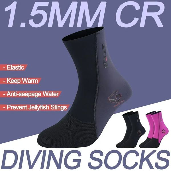 1 par de 1 5 mm de calcetines de buceo de neopreno para natación de natación snorkel de snorkel de snorkel, deportes de agua larga no deslizante para la playa portátil 231221