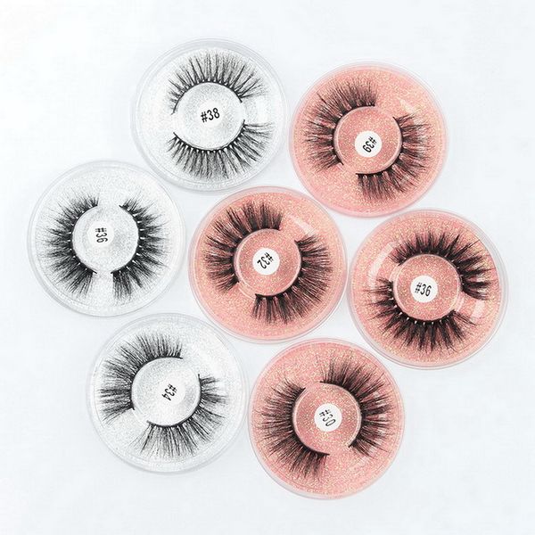 1 paire de cils ronds, conteneur d'emballage de cils 3D en vison, fourniture de cils de maquillage naturels en carton de couleur