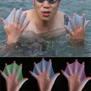 1 paire de nageurs de nage en silicone nageurs d'entraînement de natation gants de doigt les nageoires pagaies palmées