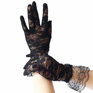 1 paire de mitaines de mariée florales ajourées gants de bal voir à travers Dr Up dames élégantes gants en dentelle courts accessoires de mariage o5GM #