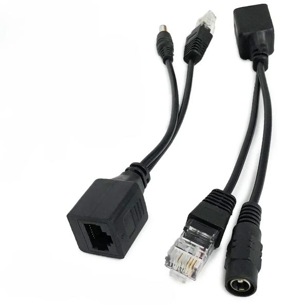 1 par Cable Poe Potencia pasiva sobre el adaptador Ethernet Cable Splitter Poe RJ45 Módulo de alimentación del inyector 12-48V para Camea IP