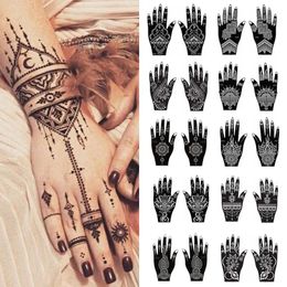 1 paar professionele henna stencil tijdelijke hand tattoo body art sticker Indiase glitter airbrush sjablonen voor bruiloft 240322