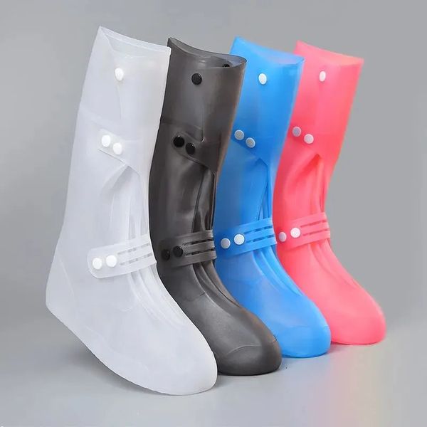 1 par de zapatos de lluvia cubierta para hombres y mujeres protección impermeable a prueba de agua botas ligeras resistentes al desgaste de cilindro alto 240102