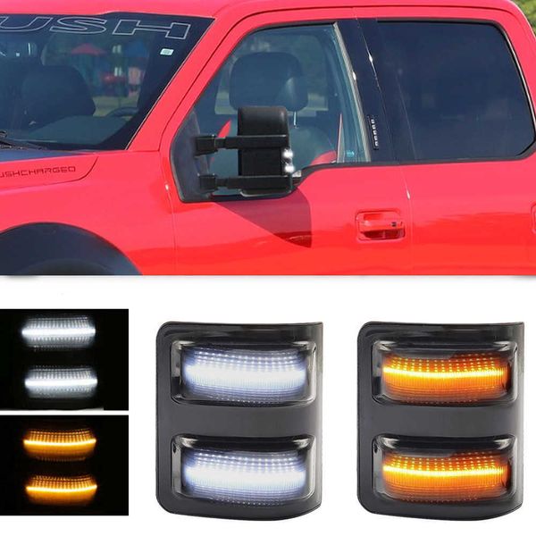 1 paire de feux de rétroviseur, adaptés pour Ford F-150 2013-2014 avec feux de circulation blancs et indicateurs de direction jaunes