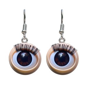 1 par de aretes colgantes de roca Harajuku Simulación de plástico 3D Eye Eyelash Eyeball Drop Earrings para mujeres niñas Unique Whimsical Ear Funny Jewelry