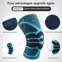 1 paar sport knie patella protector brace siliconen veer kniespad basketbal rennen unisex knie mouw unisex gym knie pads