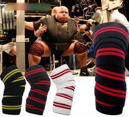 1 paar sportknie wikkelt riemen voor gym workout gewichtheffen fitness squats training elastische kniebeschermer riemmouwen T1912301278179