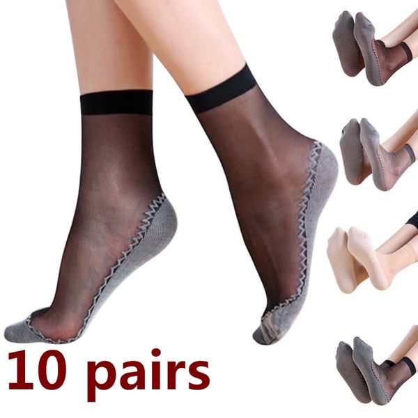 1 paire printemps été femmes chaussettes douces décontracté antidérapant bas épissure mode Transparent dames filles mince soie Socken