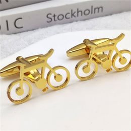 1 paire boutons de manchette en acier inoxydable pour femmes homme classique vélo or argent couleur français costume accessoires fiançailles bijoux cadeau