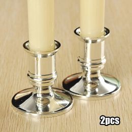 1 paar traditionele vorm taps standaard kandelaars Silvergold Candlestick voor elektronische kaarsen bruiloft thuis decor 240410