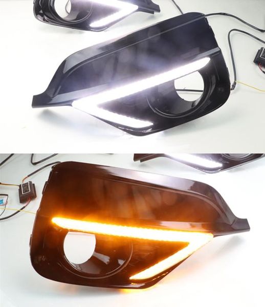 1 paire tournant le signal jaune relais imperméable Car DRL 12V LED LED Daytime Running Light Fog Lampe pour Honda Fit Jazz Sport RS 2018 2018