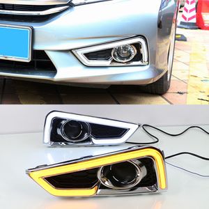 1 paar voor Honda City Grace 2015 2016 met Turn Signal Style Relay Car DRL 12V LED Daytime Running Light Fog Lamp Cover Fog Light