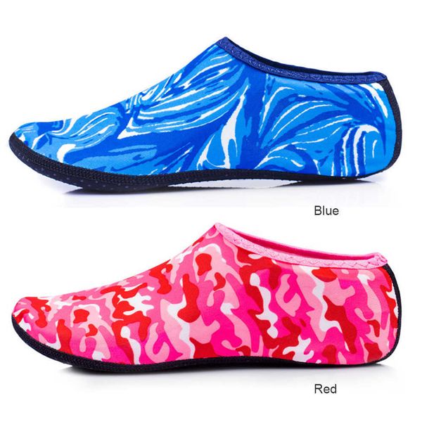 1 paire unisexe chaussettes de plongée plage chaussures de sports nautiques Aqua chaussettes de plongée en apnée piscine anti-dérapant camouflage chaussures de yoga chaussettes Y0714