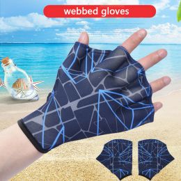 1 par de aletas de mano para natación Unisex, guantes palmeados para dedos, guantes de entrenamiento de natación para deportes acuáticos, guantes de práctica