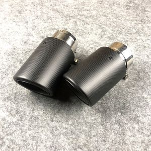 Tubo de escape Universal de fibra de carbono, puntas de escape mate con borde rizado, silenciador estilo coche Akrapovic, 1 par