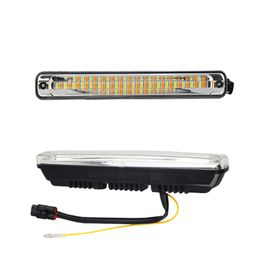 1 Paar Universele Dag Running Light COB DRL met geel signaal LED-autolamp Externe lichten Auto Waterdichte Auto Styling