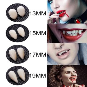 1 par de dientes de vampiro, colmillos, accesorios para dentaduras postizas, disfraz de Halloween, diente falso, pegamento sólido, adhesivo para dentadura postiza, decoración para fiesta de Halloween 1029