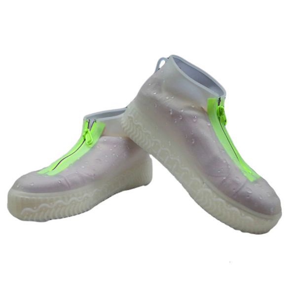 1 paire couverture de chaussures non glissantes étanche accessoires portables protecteurs bottes de pluie élastiques voyage en silicone réutilisable à la fermeture éclair 231221
