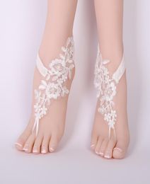 1 par de tobilleras para novia de boda decoración de encaje de encaje mujer beach pies joyas de joyería sandalias descalzo Accesorios1386165