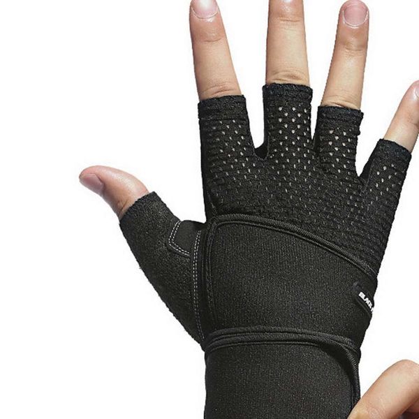 1 par de guantes de levantamiento de pesas medio dedo malla antideslizante gimnasio entrenamiento fitness deportes guantes ENA88 Q0107