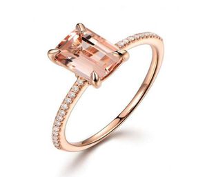 Ensemble de bagues florales exquises, 1 paire, 2 pièces, valeur d'achat, bijoux fins, princesse Morganite, proposition, fête d'anniversaire, mariage, cadeau 8261996