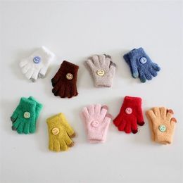 1 paire de gants pour bébé de 2 à 5 ans, filles et garçons, unisexe, doux, printemps, automne, hiver, couleur unie, gants chauds et mignons souriants, 231225