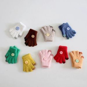 1 paires gants de bébé 2 à 5 ans garçons gants unisexes gants doux printemps automne d'hiver couleur solide souriant mignons gants chauds 231221