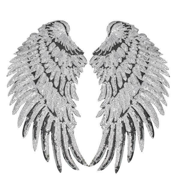 1 paires d'ailes à paillettes patchs pour vêtements fer sur transfert Applique Patch pour veste jean bricolage coudre sur broderie paillettes
