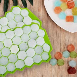 1 PC 3D Honeycomb 37 Correos de cubos de hielo Casco con tapa de plástico Diamond Diamond Molde de hielo Moldes de bricolaje Herramientas de cocina Herramientas