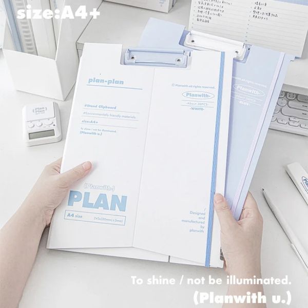 1 PC A4 Fichier de fichiers Simplicité Créative Presse-papiers debout pour les enfants Bleu Blanc Color pour le papier test de fichier Fourniture des étudiants 240524