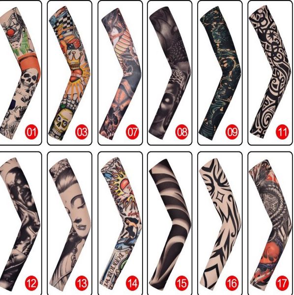 1 PC AntiSunshine moda hombres y mujeres tatuaje brazo pierna mangas nailon elástico alto fiesta de Halloween fiesta de baile tatuaje manga 9386059