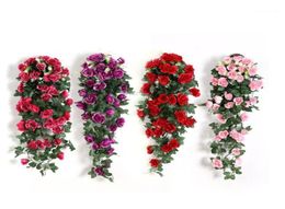 1 pc fleur artificielle Garland Vine 18 tête Rose Fleurs décor de maison fausse plante feuilles de ferme pour le mariage pour mariage11928979