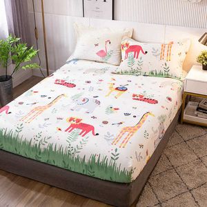 1 Pc Linge de Lit Coton Double Taille Drap de Lit Simple/Complet/Reine/Roi Taille sabanas Dessin Animé Enfants Drap sur Élastique (pas de taie d'oreiller) 210626