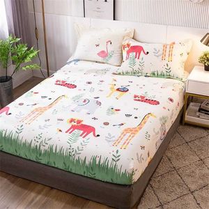 1 st Bedlinnen Katoen Double Size Sheet Single / Full / Queen / King Sabanas Cartoon Kids op Elastic (No Pillowcase) 211110