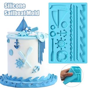 1 st Boot schip's anker vorm fondant schimmel siliconen peddel golf cakevorm diy cake gom plakken cupcake chocolade decorating tool