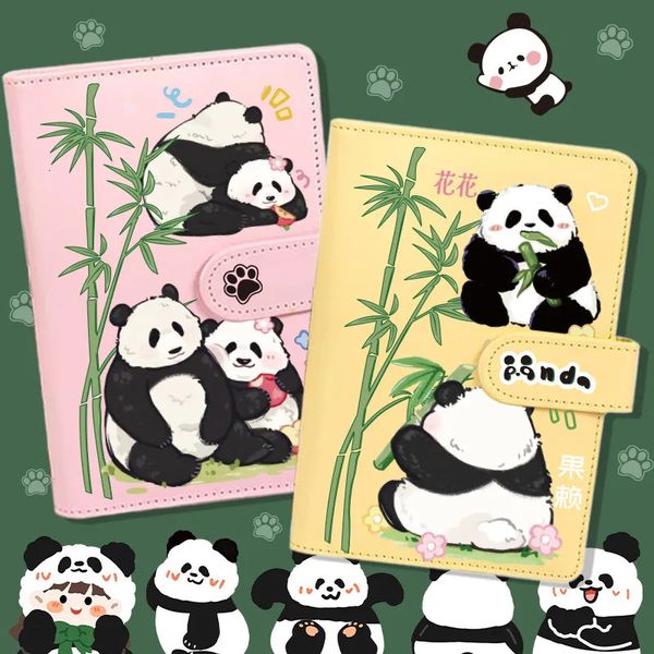 Carpeta de cuaderno con recambio de hojas sueltas de cuero, Panda de dibujos animados, espiral de hojas sueltas, 1 ud., 240326
