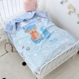 1 pc Enfants Hiver Double couche épaissie de couverture chaude polyvalente mignonne imprime en peluche bébé maternelle Nap 231221