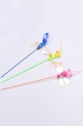 1 pc coloré libellule plume file chatte rod chat populaire chat teaser d'entraînement interactif toys fournit des animaux de compagnie 5916936