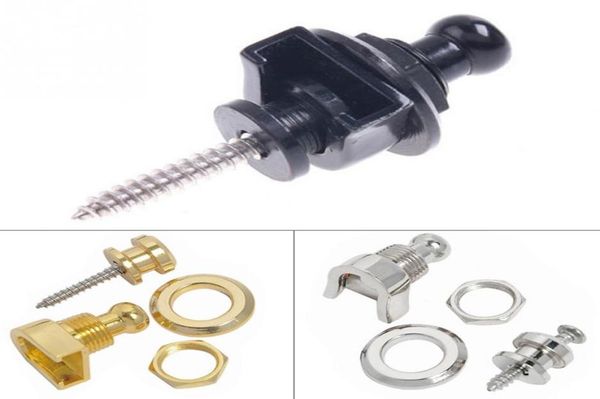 1 unidad de piezas de sistema de cerraduras de correa de guitarra con cabeza cromada redonda CR para guitarra eléctrica, accesorios para bajo, negro, plateado, Gold5808622