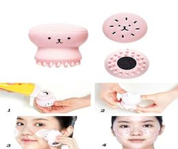 1 pc mignon poulpe visage nettoyant lavage à la main exfoliant rose brosse tampon de nettoyage nettoyant pour le visage SPA peau Tool6151745