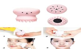 1 pc schattige octopus gezicht reiniger handwas exfoliërende roze borstel reinigingskussen gezichtsreiniger spa huidgereedschap5601219