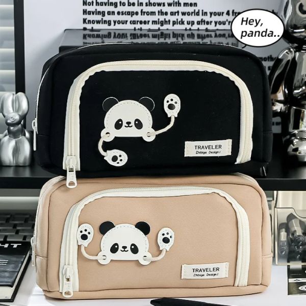 1 PC lindos estuches de lápiz de panda para niños Simplicity Solid Color Bag Pencil Bag para Student Staionery Storage Bolse