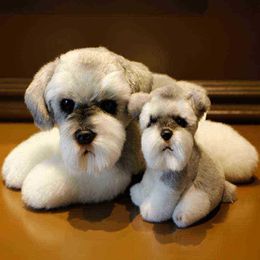 1 Pc mignon petit Schnauzer chiot vraie vie câlin doux Simulation chien en peluche enfants poupée pour enfants Photo Prop fille anniversaire J220729