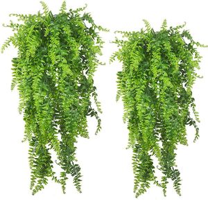 1 PC Fern Plantes artificielles Plantes suspendues Plantes de plante verte artificielle plantes en plastique pour balcon extérieur en pot de mariage DÉCOR